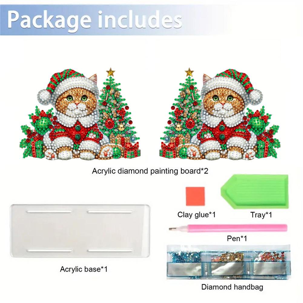 Double Sided Christmas Diamond Painting Napkin Holder DIY 5D Acrylic Diamond Painting Tabletop Paper Towel Holder Desk Ornaments