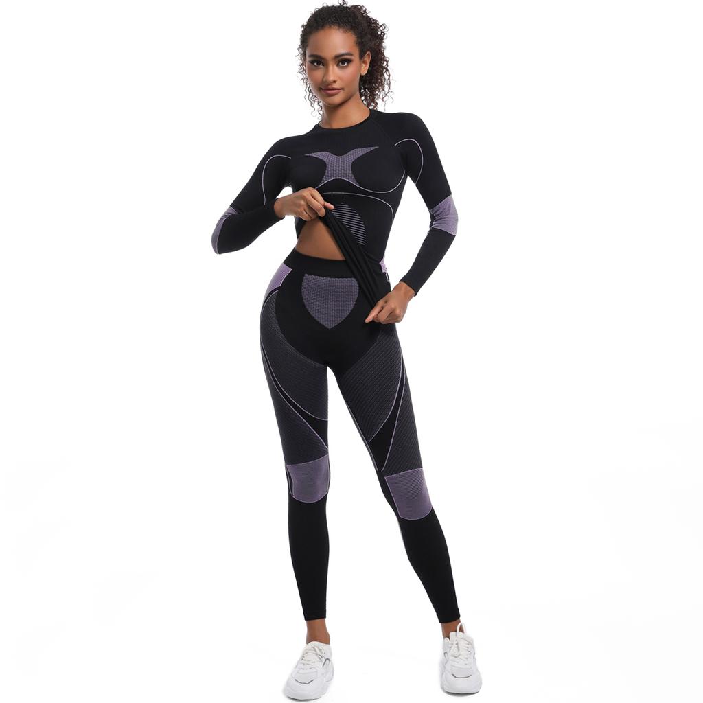 Seamless Yoga Sets Nessaj Women Long Sleeve Gym Fitness Suits Nylon Knitted High Waist Running Sportswear