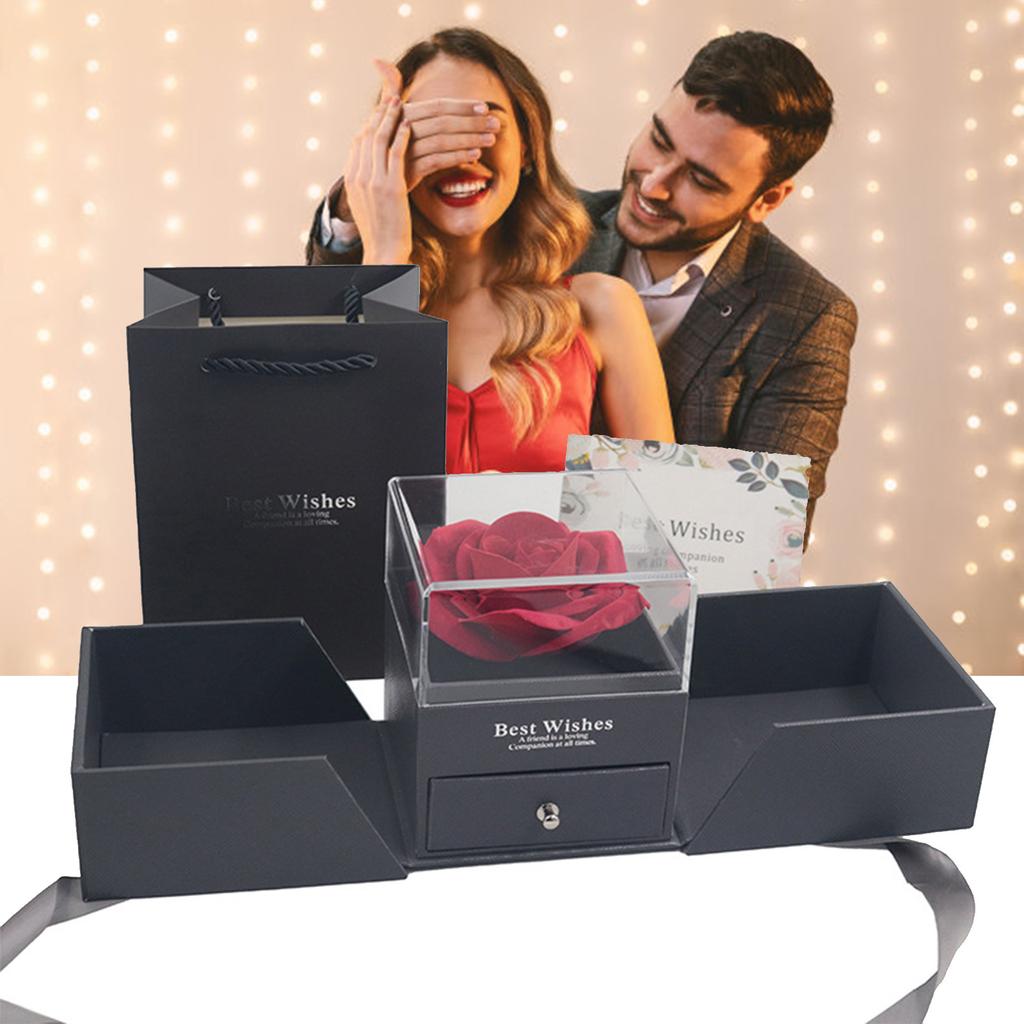 Rosas Artificiales Eternas Con Collar Gifts Box, Ose Gifts Box For Women, Valentine's Day Decor