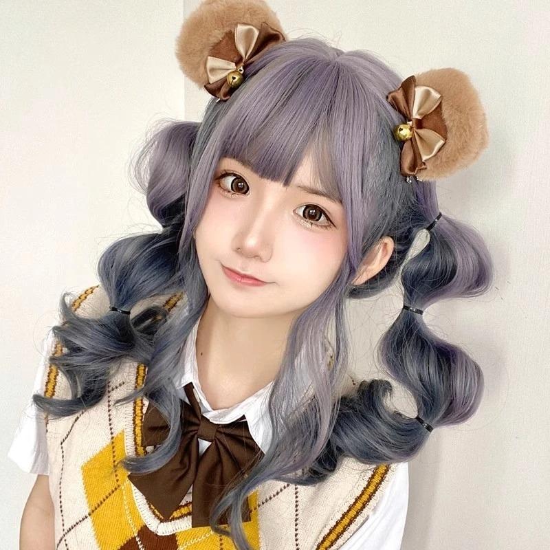 Tierohren Haarspangen Mode Kreative Haaraccessoires Doppelte Schleife Glöckchen Bärenohrclips Lolita Kawaii Cosplay Spange Dekor
