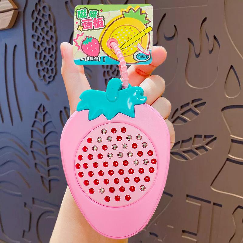 Creative Cartoon Fruit Party Magnetic Drawing Board Unzip Keychain Schoolbag Pendant Car Keychain Small Gift