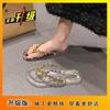 Rhinestone Thick Heel Cool Slippers Fairy Wind Beach Shoes Fashion Toe Roman Sandals Women 2025 Summer and Autumn New