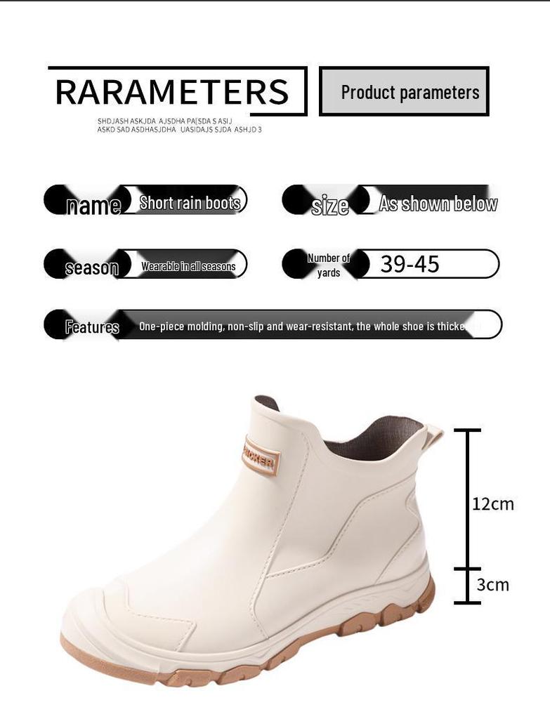 Men's Non-Slip Waterproof Low-Cut Rain Boots for Fishing and Outdoor Use