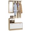 Three-in-One Hallway Storage Set - Natural Wood Finish/White