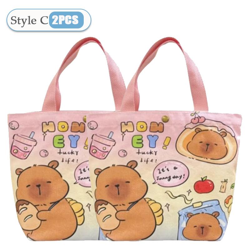 1-20PCS Cartoon Canvas Bag Novelty Tote Bag Kapibara Inner Daily Large Capacity Shoulder Bag Cartoon Capybara Kawaii Hand Bags