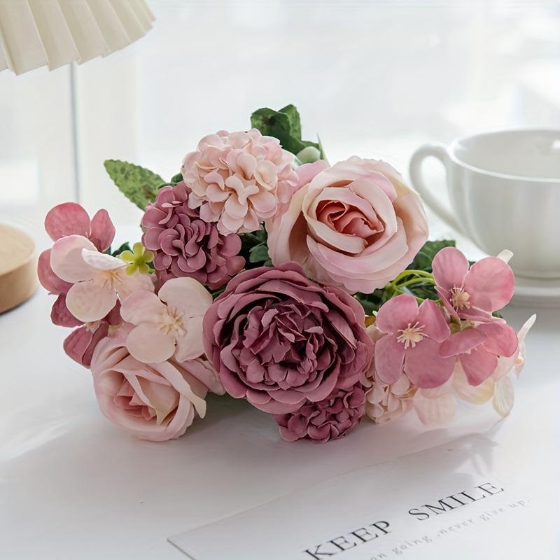 Peony Rose Hydrangea Wedding Decoration Dining Table Photography Props Artificial Fake Flower Factory Party Vase Arrangement