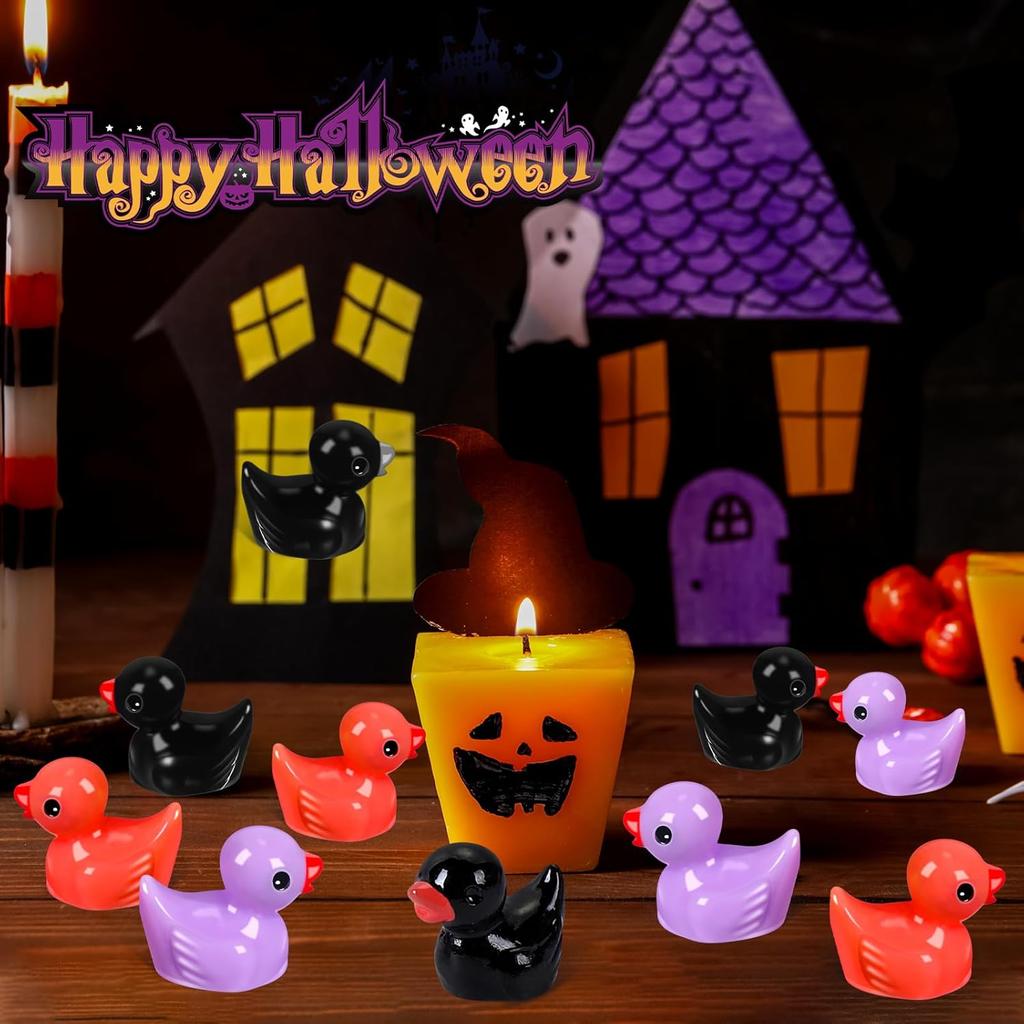 100/50Pc Halloween Mini Resin Ducks Tiny Duck Figurines For Micro Garden Landscape Potted Ornament Charms Diy Crafts Party Decor