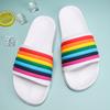 Women Rainbow Thick Sole Summer Beach Slides Bathroom Anti-Slip Slipper Soft Sandals Fashion Flip-Flops Ultra-Light Letter Shoe