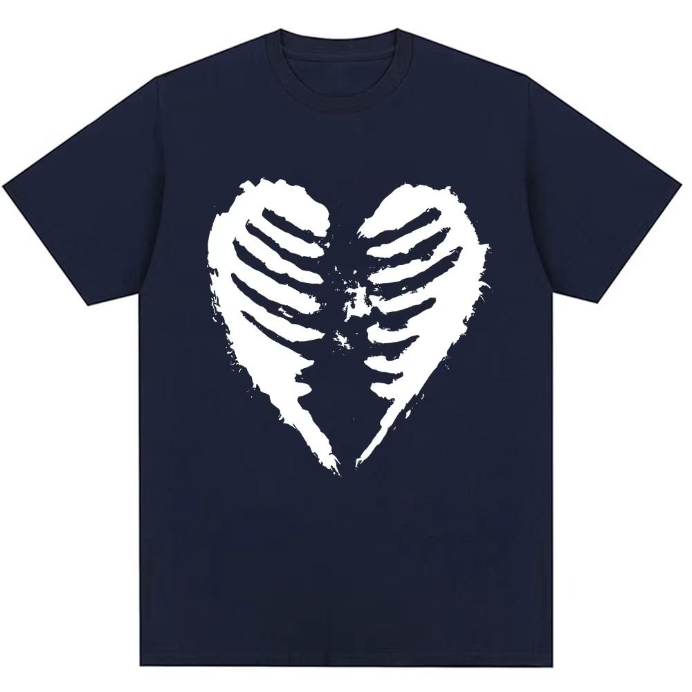 90s Vintage Style Ribcage Heart T-shirts Unisex Fashion Aesthetic Punk Y2k T-shirt Oversized Cotton Oversized T-shirts  Lightweight Breathable Clothes