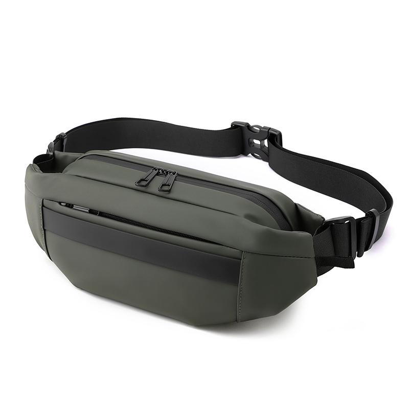 1 Men's Multifunctional Sports Waist Bag - Multi-layer Zipper Closure, Adjustable Chest Bag, Sports Style Crossbody Bag