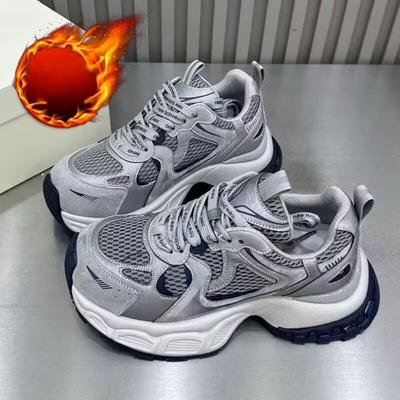 New Thick-soled, Height-increasing, Versatile and Sporty Casual Cotton Shoes for Women with Fleece Dad