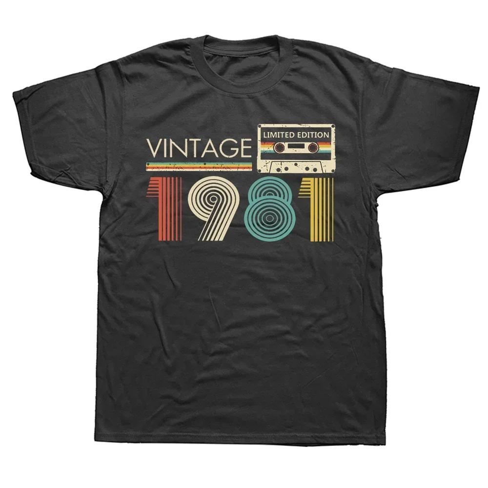 Limited Edition Retro Graphic Tee Cotton Classic T-shirts Cassette Vintage 1981 43th 43 Years Old Birthday Party Men T Shirts