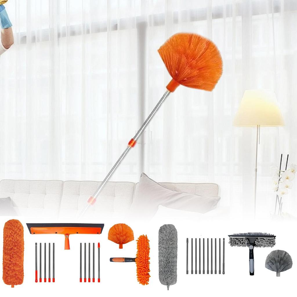 2in1 Ceiling Duster Window Cleaning Brush Telescopic Microfiber Dust Cleaning Brush Glass Wiper Ceiling Window Cleaning Tool