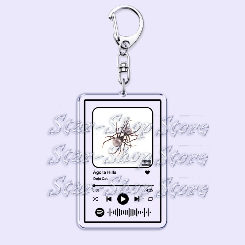 Hot Female Singer Music Keychains for Women Accessories Bag Kiss Me More Woman Songs Playlist Code Keying Jewelry Fans Gifts