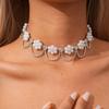 Imitation Pearl Diamond Flower Fringed Neck Chain Exquisite Fashion Collarbone Chain Light Luxury Necklace