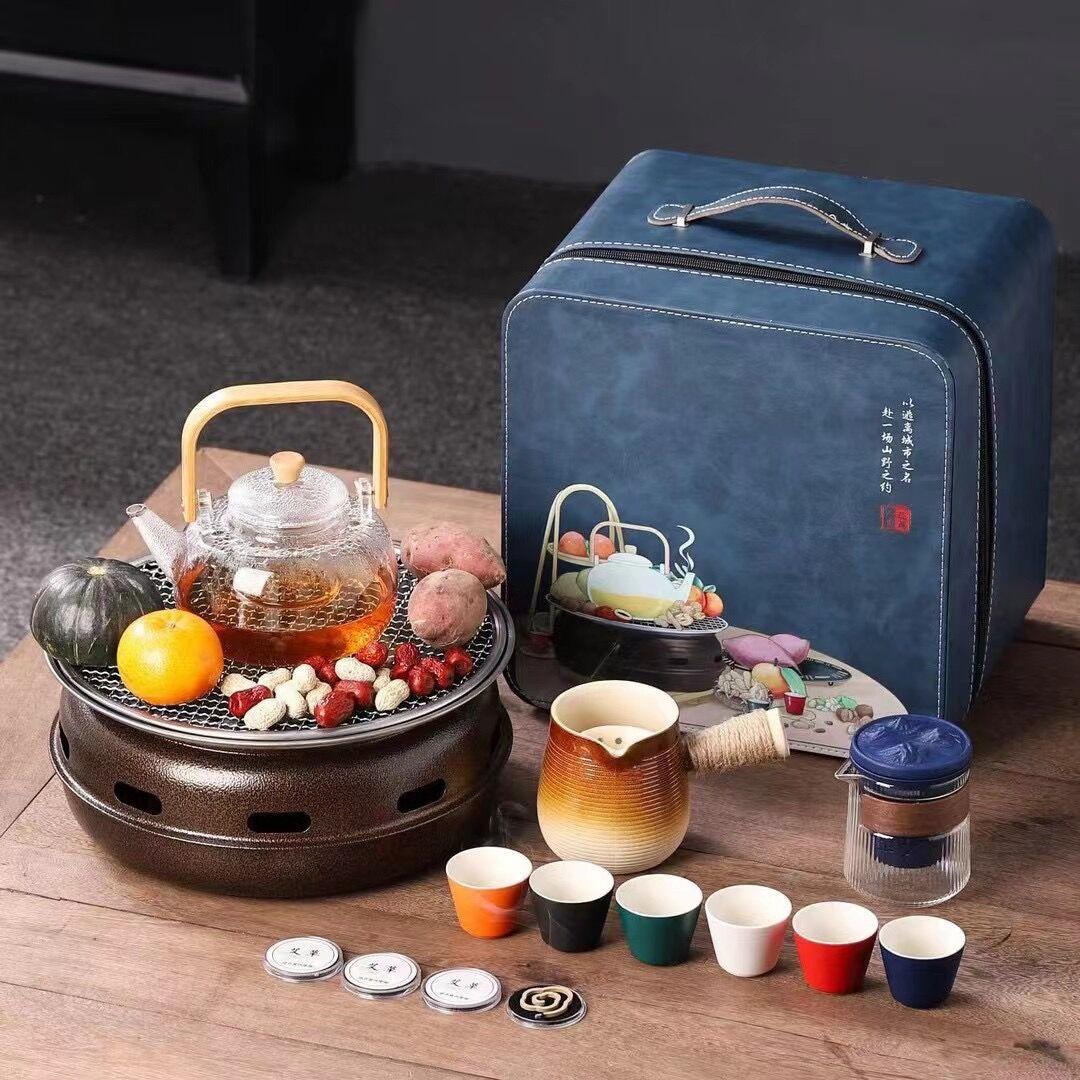 

Portable travel tea set Business high-end gift company Outdoor camping Team building Fireplace tea set BBQ