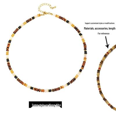 Wang Yibo Style Natural Tiger Eye Stone Beaded Necklace - Versatile Clavicle Chain