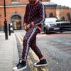 Men's Tracksuit 3D Plaid Printed Sports Casual Set Fashion British Style Gentleman Jacket Tether Trousers 2-piece Suit
