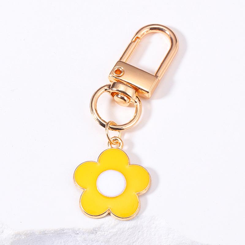 Lovely Sakura Flower Keychain Charm Enamel Pink White Black Women Bag Charms Key Ring Accessories