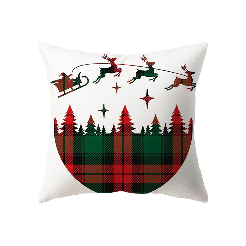 Christmas Decoration Elk Print Pattern Cushion Cover Home Living Room Sofa Decoration Polyester Pillow Pillow Cover