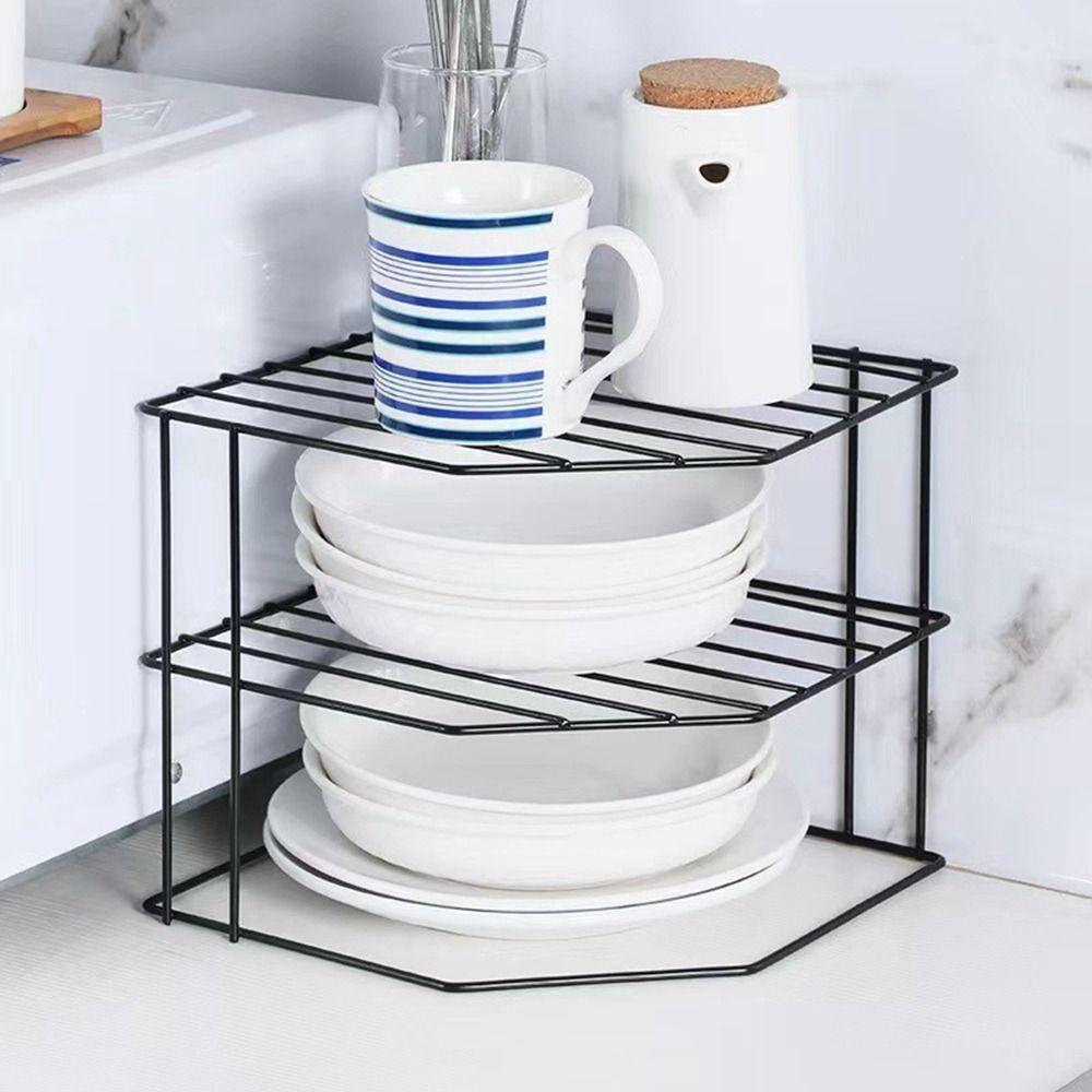 Portable Iron Seasoning Corner Shelving Black/White Non Punching Sundries Organizer Rack Removable Sink Storage Rack Table