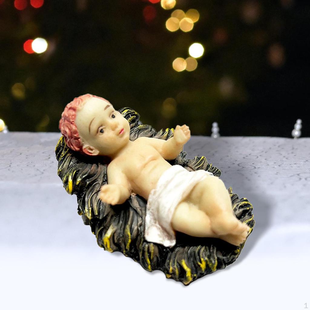 Resin Statue Decoration Religious Table Centerpiece Nativity Figurines Baby Jesus Figure for Cabinet