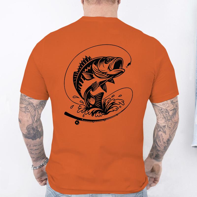 T-shirt per Amanti della Pesca da Uomo Cuore da Pescatore Stampa Pesce Persico Grafiche Magliette Casual a Manica Corta Abbigliamento Maschile Oversize