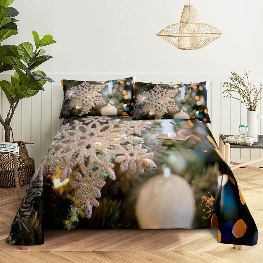 Julesengesett og putevar Sengetøy Laken Dynetrekk King Queen Size for enkeltdobbeltsenger 220x240 Twin Full Tynt Mykt