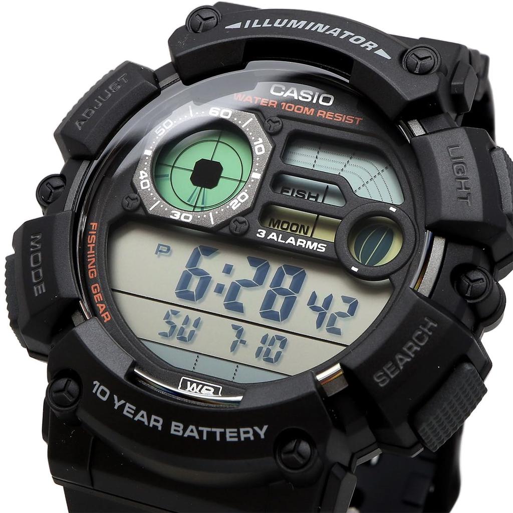 Casio Digital Men's Watch with Fishing and Moon Data Display, WS-1500H-1AV Black, Overseas Model [Parallel Import]