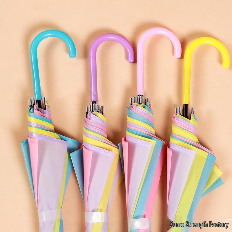 Long-Handed Transparent Umbrella with UV Protection for Women & Kids