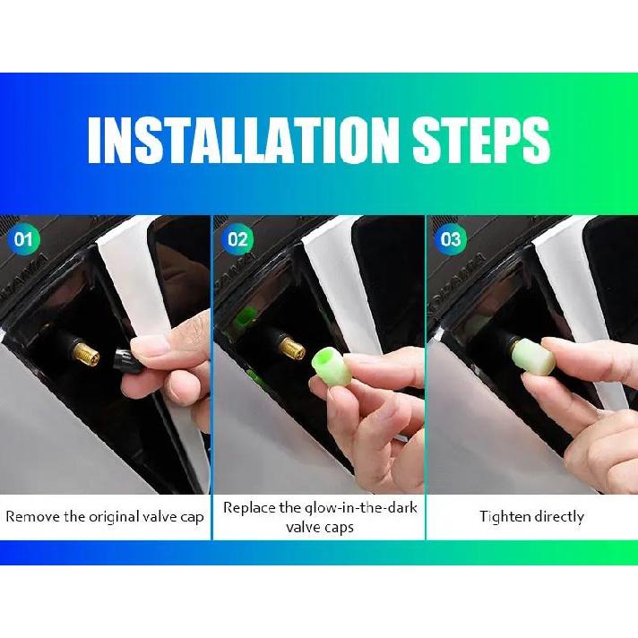 Luminous Car Tire Valve Cap Fluorescent Night Glowing Tire Decor Motorcycle Electric Bicycle Hub Valve Caps Car Accessories Valve Stems 1