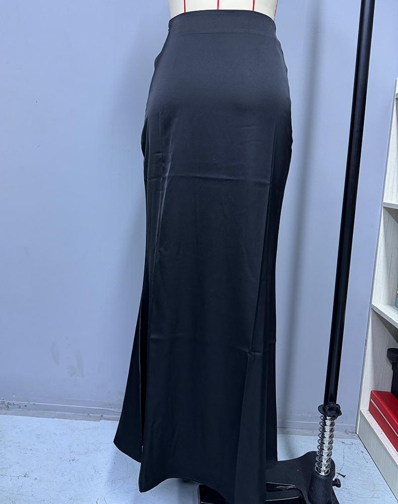 European & American Women's Imitation Silk Long Skirt, 2025 Spring/Autumn Collection