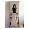 Women's High Waist Mermaid Maxi Skirt Lace Print Long Skirt Bohemian Casual