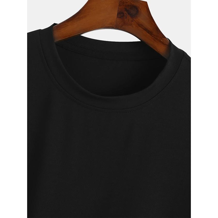 Herr 100% bomull sommar lös passform vardaglig New York-tryck rund hals kortärmad T-shirt topp O-hals Pactwork Vardags-T-shirt