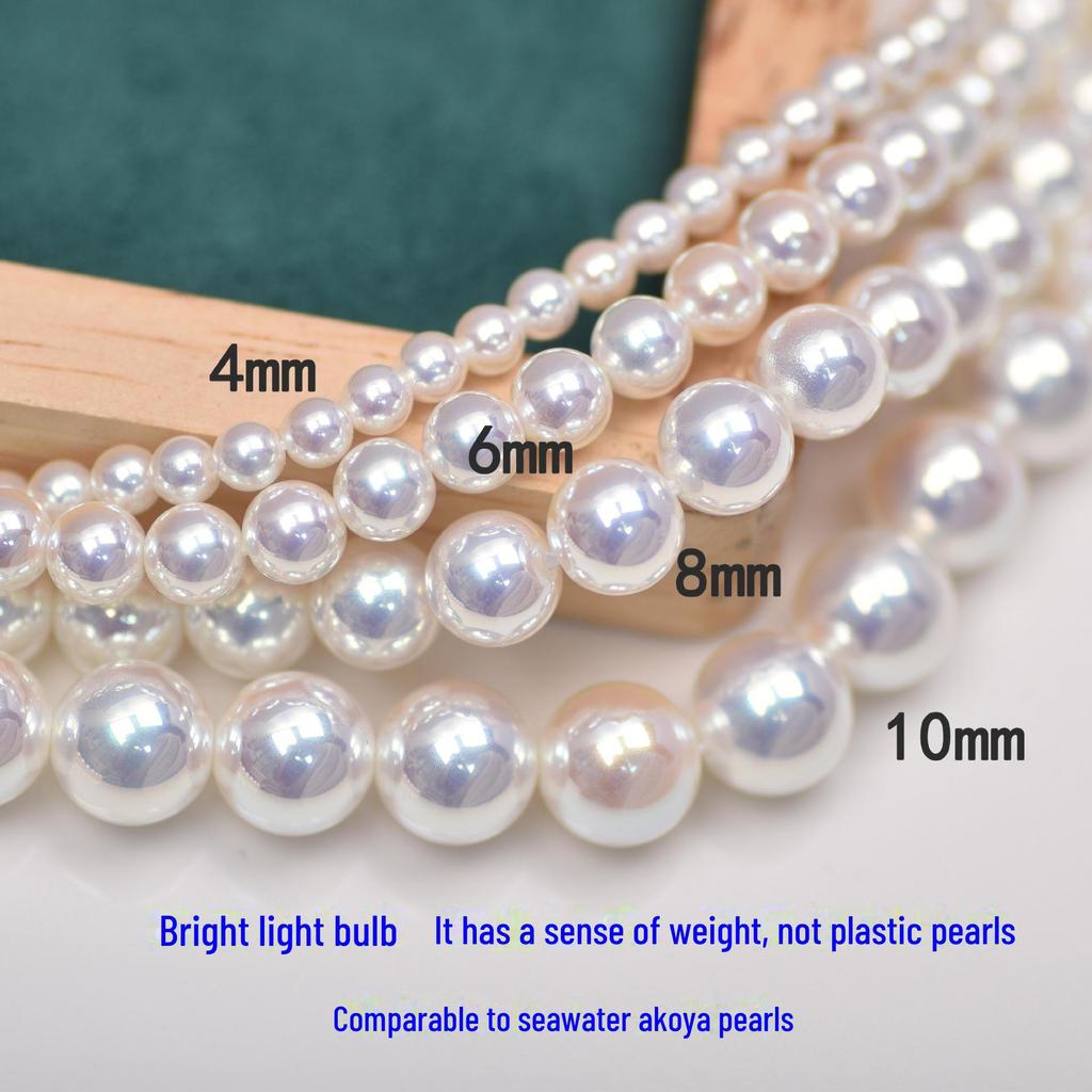 Kleine kirschblütenrosa Glasperlen mit hoher Helligkeit, 4–10 mm, rund, Meerwasser-Imitation