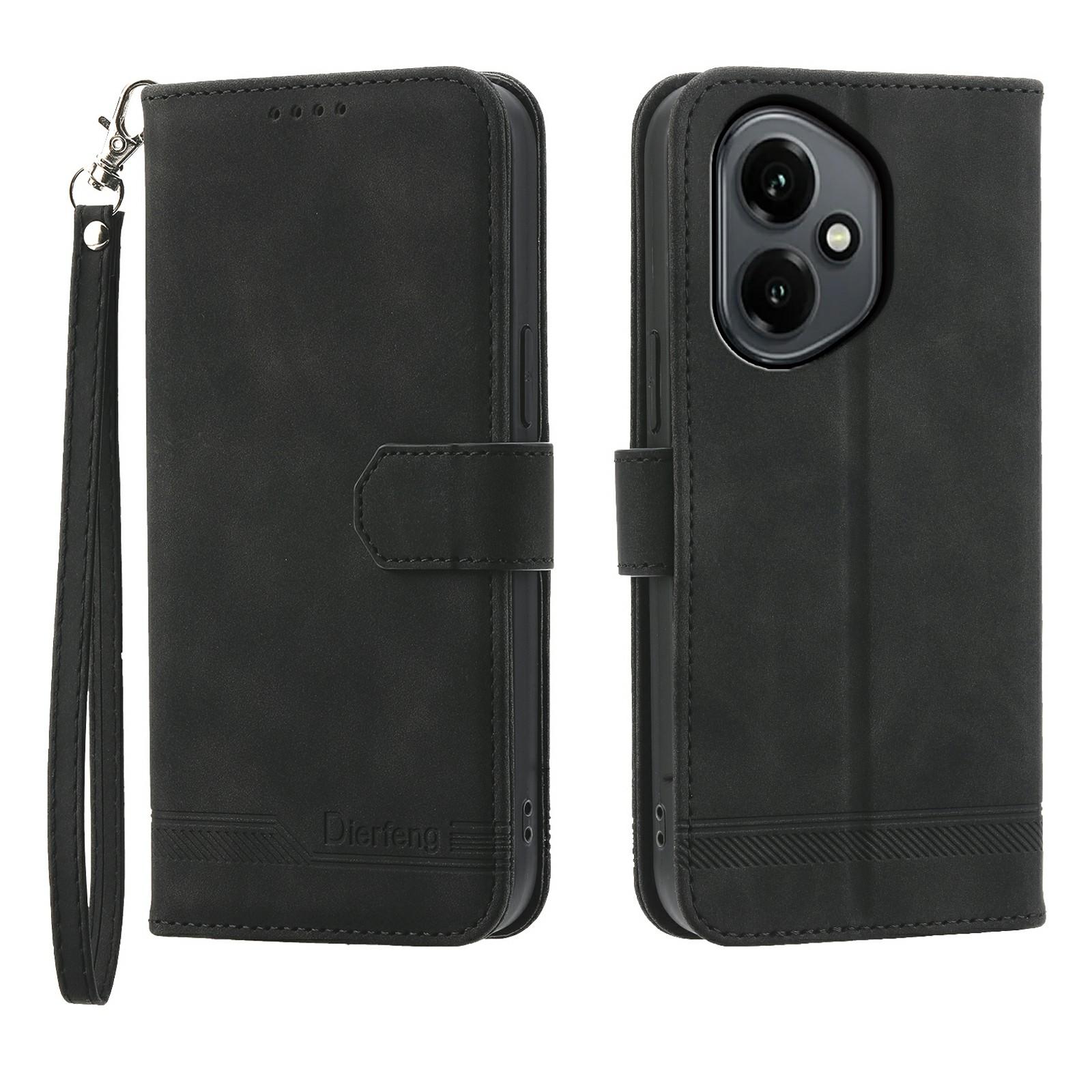 

DIERFENG DF-03 Для Honor 400 5G (Глобальный) Чехол-книжка с тиснением, кожаный чехол для телефона Black