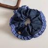 Korean Vintage Denim Blue Square Scrunchie For Women Girls Sweet Hair Tie Elastic Hair Band Hair Ring Hair Accessories
