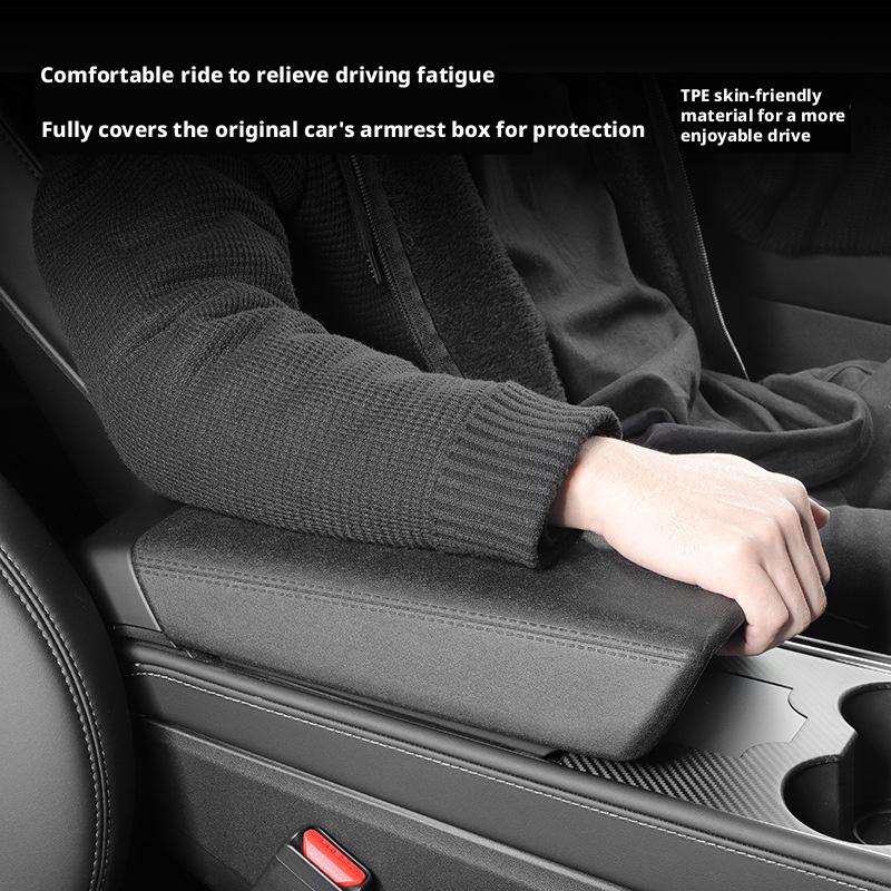 Car armrest box mat suitable for Tesla Model 3/Y car TPE armrest box cover protective cover Tesla car interior accessories