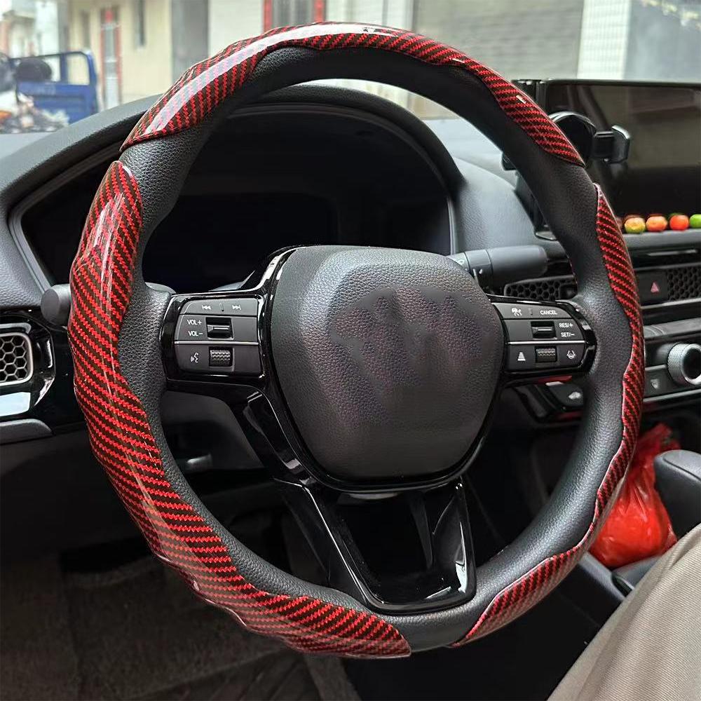 38CM Universal Car Steering Wheel Cover Breathable Anti Slip Carbon Steering Covers Suitable Steering Wheel Interior Accessories
