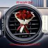 1pc Car Air Vent Clip Decor with Elegant Red Rose Design-2D Flat Floral Car Interior Accessory, Perfect for Your Vehicle's Cabin