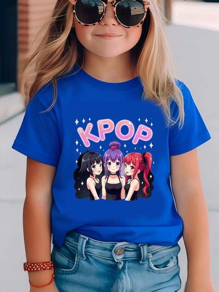 Kpop Cartoon Print Grafik Kinder T-Shirts Lustiges Geschenk für Fans Harajuku T-Shirts Sommer Oberteile Kurzarm Oberteile Kinderbekleidung