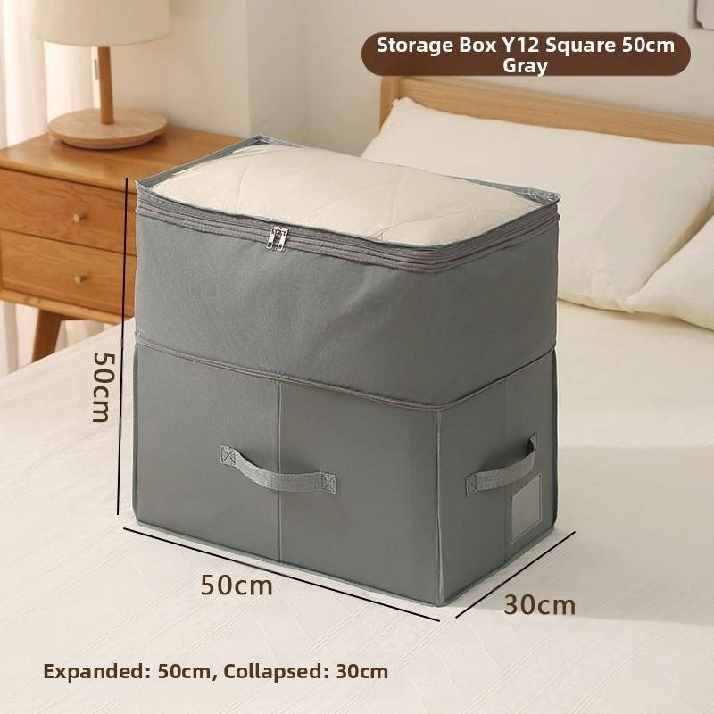 Large Foldable Expandable Storage Box with Lid Under Bed Organizer Fabric Box with Transparent Dust Cover and Portable Handles