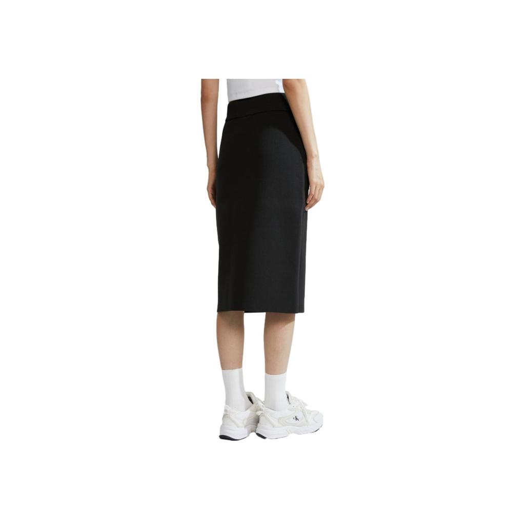 Calvin Klein Minimalist Large Pocket Zipper Knit Bodycon Casual Long Skirt Women skirts Space-Black J222329-BEH