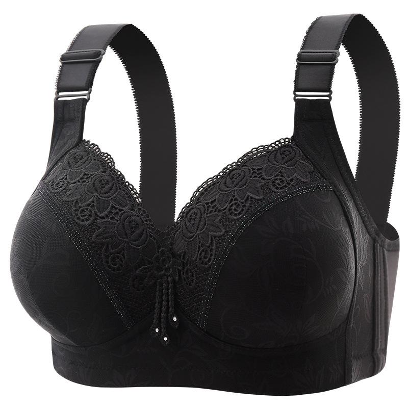 

Oversized Luxury Lace Lace Without Steel Rims Bra with Side Cinched Accessory Breasts, Large Chest for Small Adjustments, Shaping Mother s Underwear 36/80 чёрный