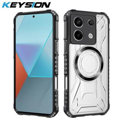 KEYSION Transparent Magnetic Case for Redmi Note 13 Pro 4G 13 Pro+5G Shockproof Phone Back Cover for Xiaomi POCO X6 5G M6 Pro 4G