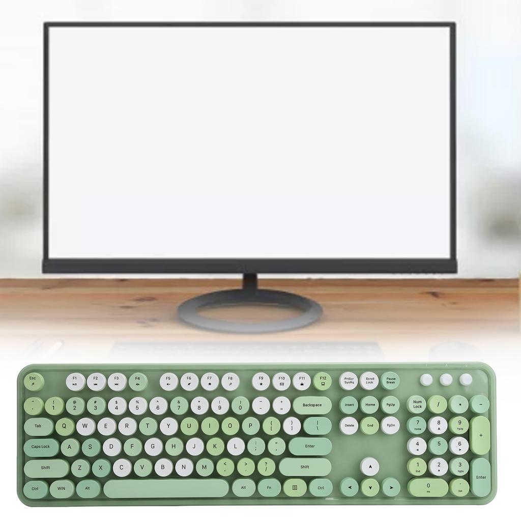 2.4Ghz Wireless 104 Key Keyboard and Mouse Set Desktop Cute Keyboard for Computer(Black Red Mixed Color )