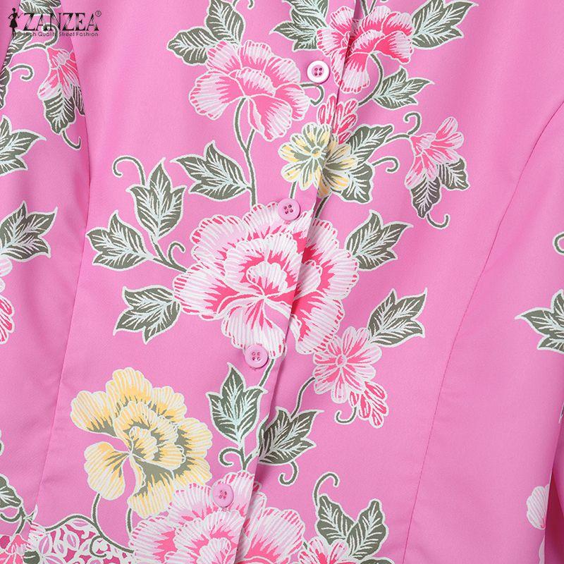 ZANZEA Women Half Sleeve Blouse and Midi Skirts Floral Print Two Piece Suit Sets