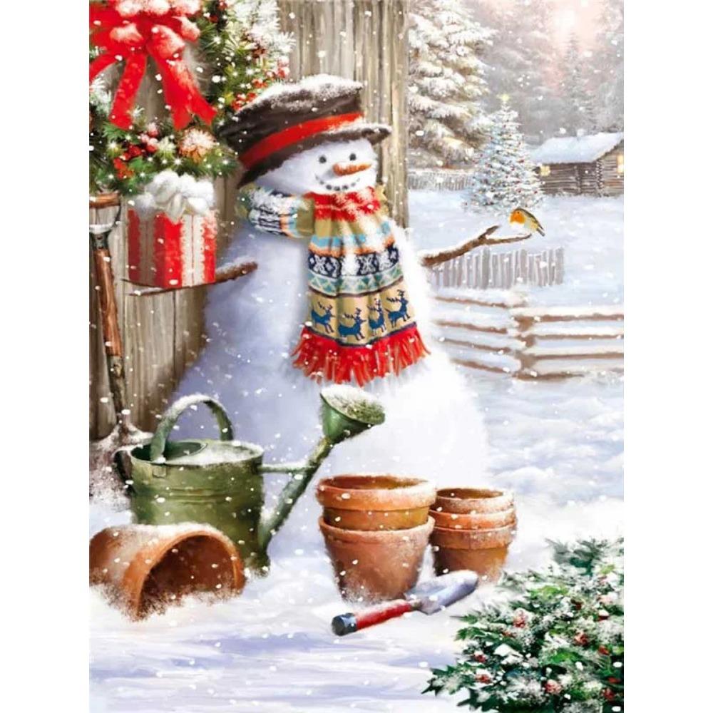 Elmas Boyama Sanatı Tam Matkap Kardan Adam Elmas Boyama El Yapımı Karlı Gün Diy Elmas Mozaik Resim Ev Dekorasyon Noel Hediyesi