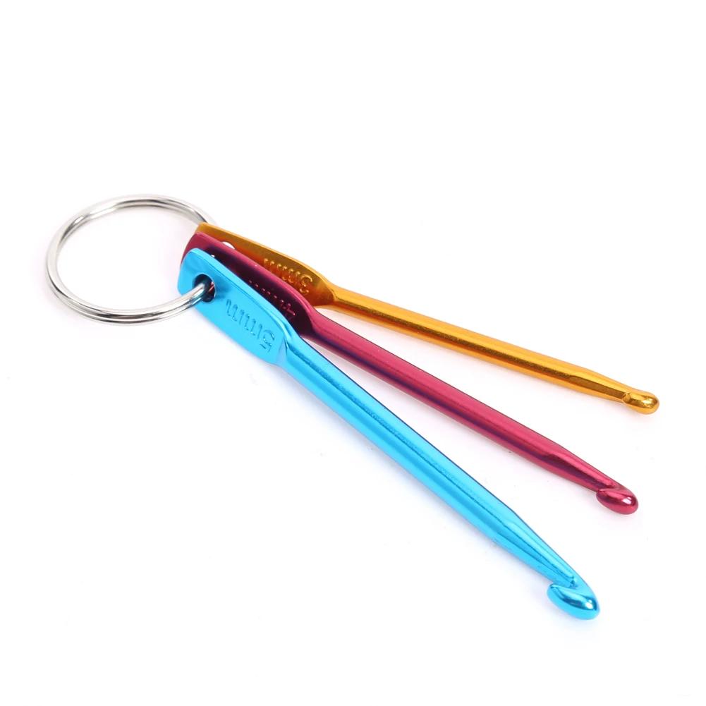 

5Set 3pcs Mini Crochet Needles Aluminum Keychain Knitted Crochet Hooks DIY Crafts Knitting Weaving Hair Needles Sewing Tool Set