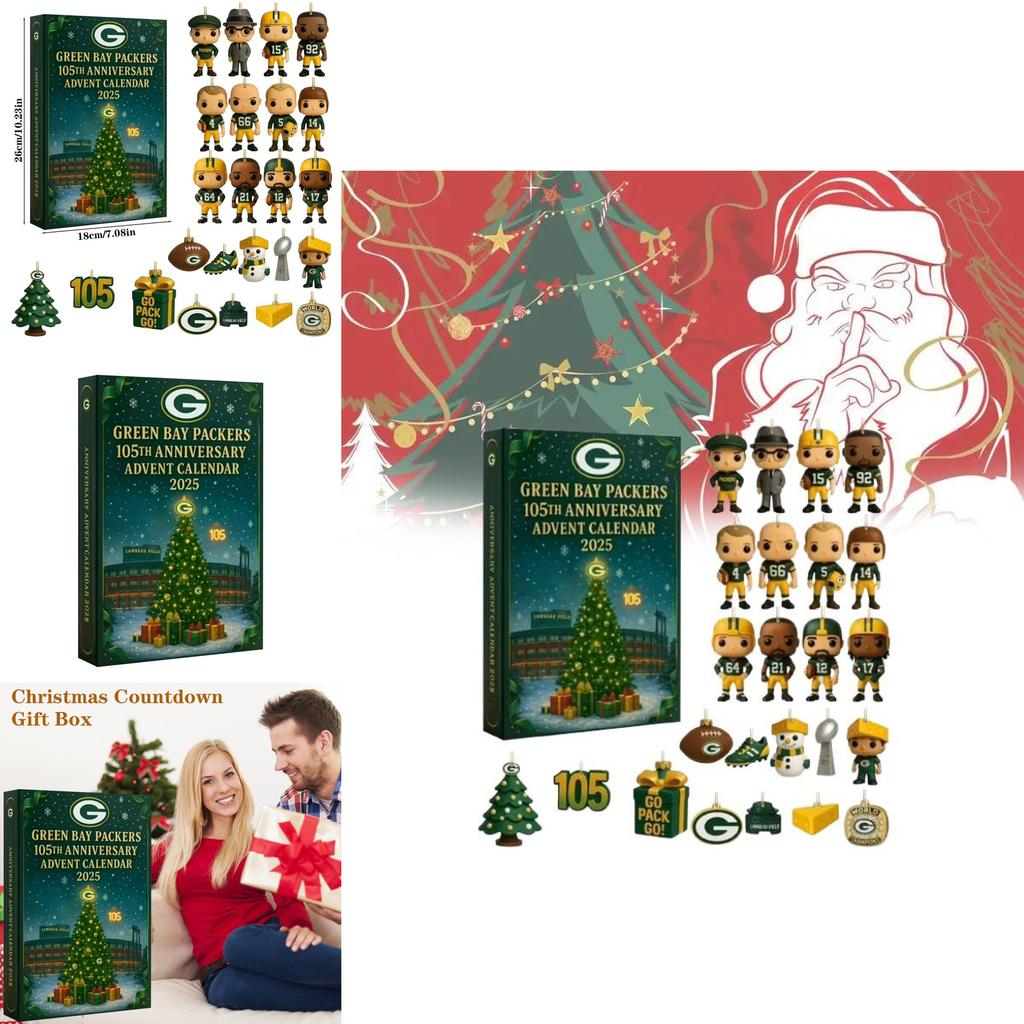 Green Bay Packers Jubiläums-Adventskalender Acryl Weihnachtsdeko Geschenk für Sportfans